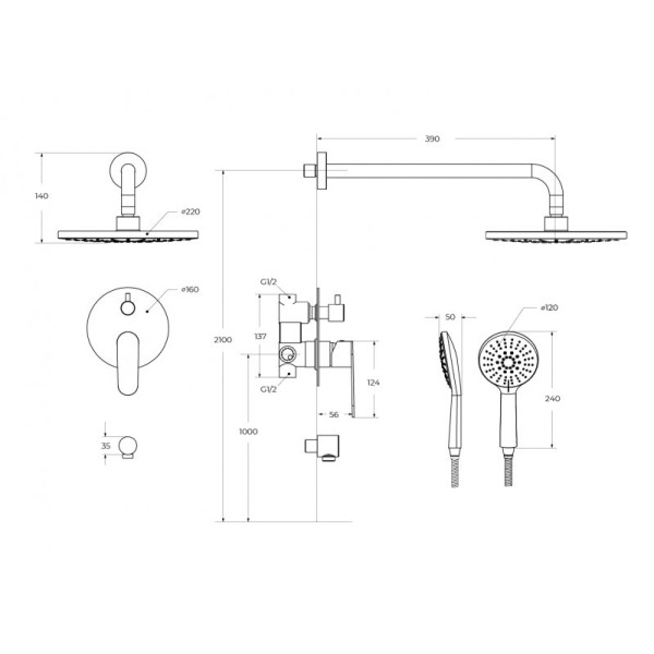 Система душевая Cezares Stylus брашированное золото матовый (STYLUS-DSET-BORO) Система душевая Cezares Stylus брашированное золото матовый (STYLUS-DSET-BORO)