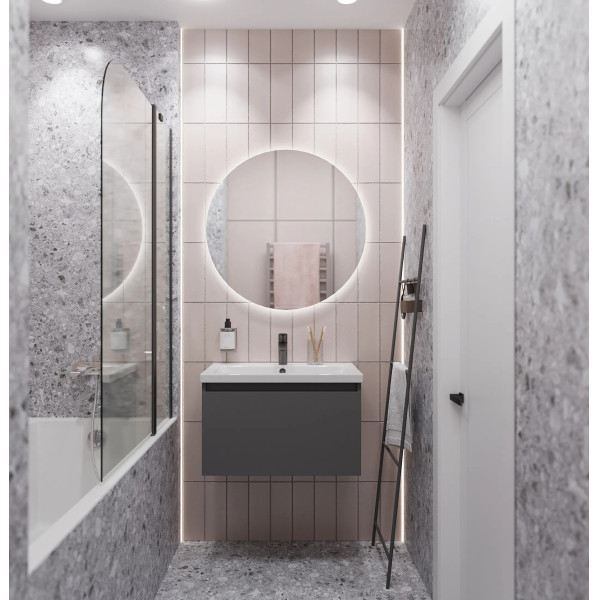 Тумба подвесная 1Marka Aris 590x447x400 антрацит/монолит дарк (Ц0000042280)