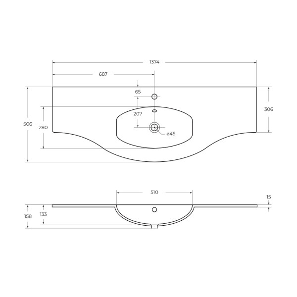 Раковина встраиваемая Cezares Extra-light 138x52 (82411)