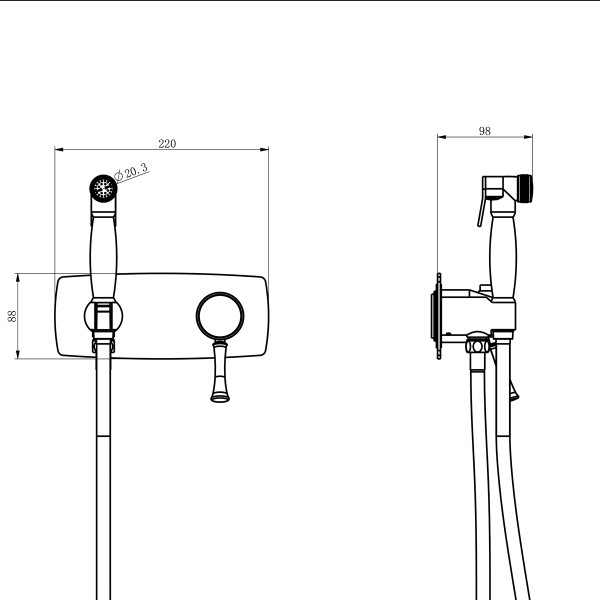Смеситель для биде Lemark Peretto черный кофе с гигиеническим душем (LM6319RB) Смеситель для биде Lemark Peretto черный кофе с гигиеническим душем (LM6319RB)