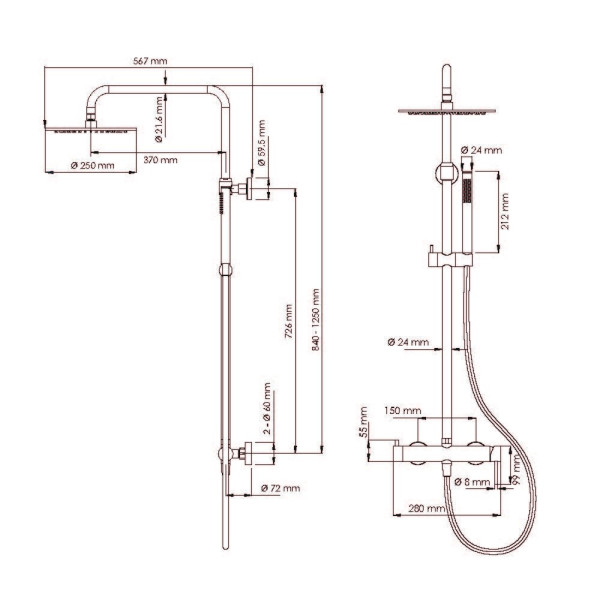 Душевая система WasserKRAFT графит (A30002GR) Душевая система WasserKRAFT графит (A30002GR)