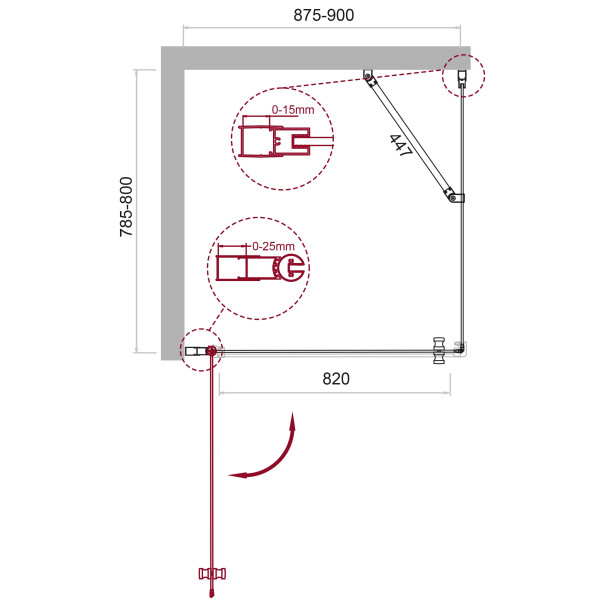 Душевой уголок BelBagno Etna 90x80 стекло прозрачное, профиль хром (ETNA-AH-1-90/80-C-Cr)
