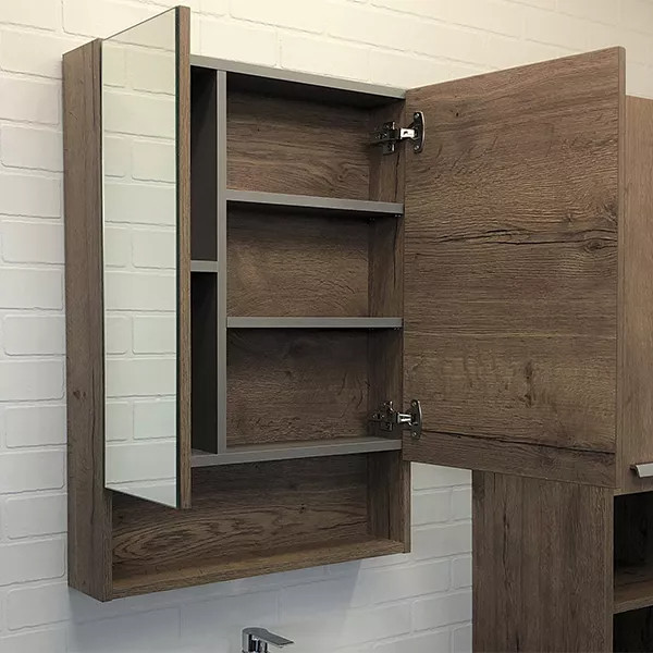 Шкаф зеркальный Comforty Никосия 600x135x800 дуб темный (00-00008850)