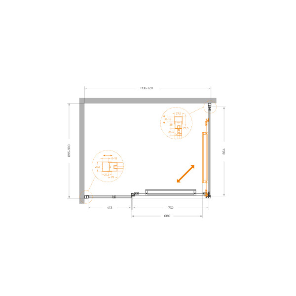 Душевой уголок Cezares Lux 120x90x195 стекло прозрачное, профиль брашированное золото (LUX-AH-FS-11-120/90-C-BORO)