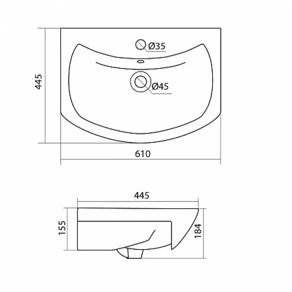 Тумба-умывальник Aquaton Бекка 60/1WH110246 Раковина Балтика 60 (1A1966K1BAC20)
