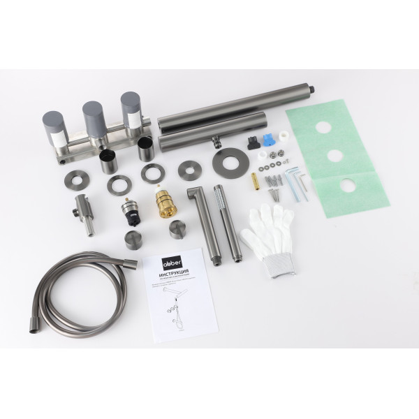 Душевая система Abber Perfekte 316 скрытого монтажа с изливом, оружейная сталь брашированная (AF8A50BGG)