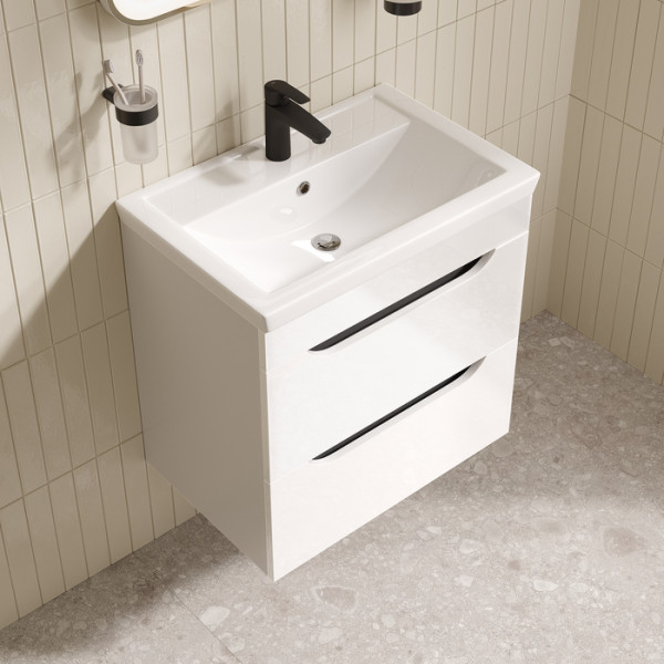 Тумба с умывальником подвесная Iddis Ray 60 см белый подходит умыв. 4076000i28 (RAY60W0i95K)