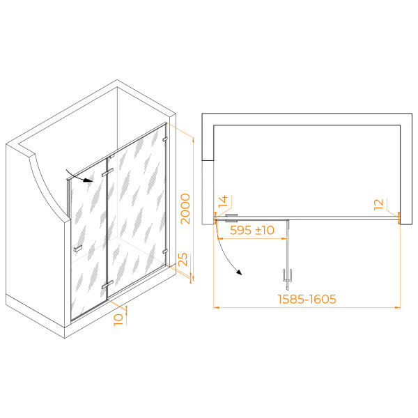 Душевая дверь RGW Stilvoll 160x200 стекло матовое-сатинат, профиль серый (353200416-210)