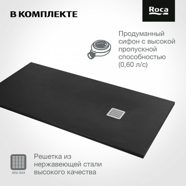 Душевой поддон Roca Terran 80x160x31 профиль черный (AP1016403200140)