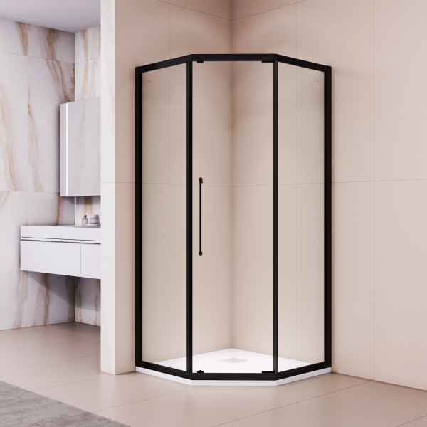 Душевой уголок RGW Passage PA-86-B NEW 90x90x195 стекло прозрачное, профиль черный (38088699-14N)