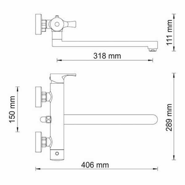 Смеситель для ванны и душа WasserKRAFT Berkel с длинным изливом (4802L )