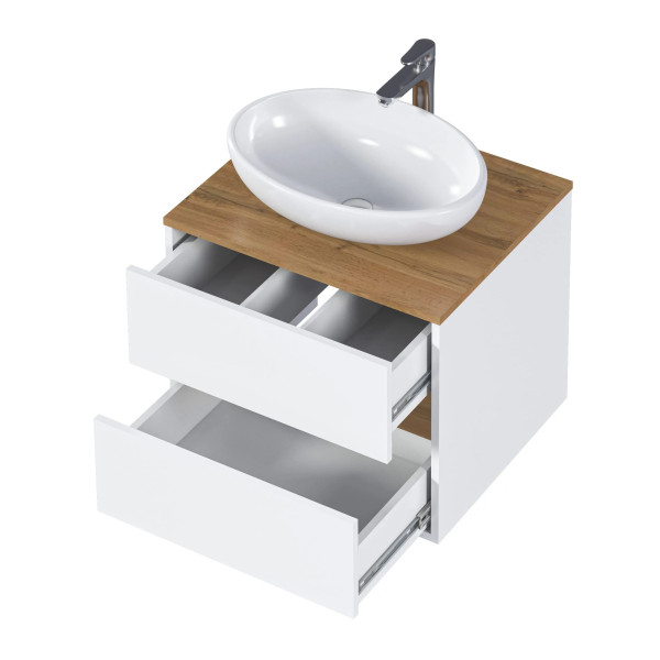 Тумба подвесная 1Marka Veil 600x500x500 белый/дуб ватан (Ц0000035552)