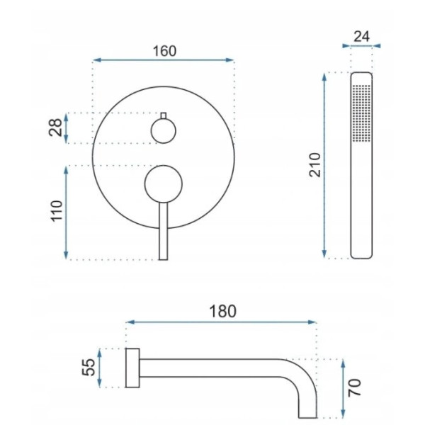 Душевая система для ванны Rea Lungo + Box White (REA-B6440)