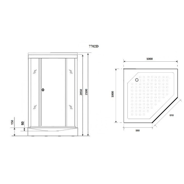 Душевая кабина Luxe 100x100 стекло прозрачное, профиль Золото (NG-7702DG)