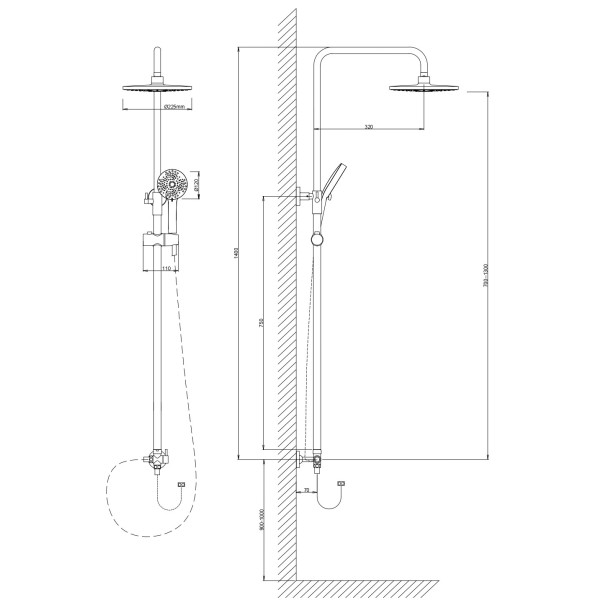 Душевой гарнитур Voda Drop хром (VST1000-1)