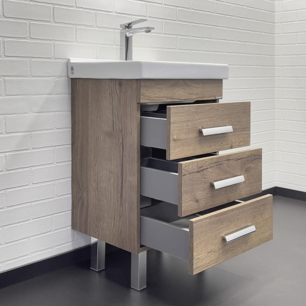 Тумба подвесная с раковиной Comforty Никосия 500x400x850 дуб темный (00-00018024)