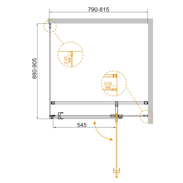 Душевой уголок Cezares Valvola 80x90x195 стекло прозрачное, профиль хром (VALVOLA-AH-1-80/90-C-Cr)