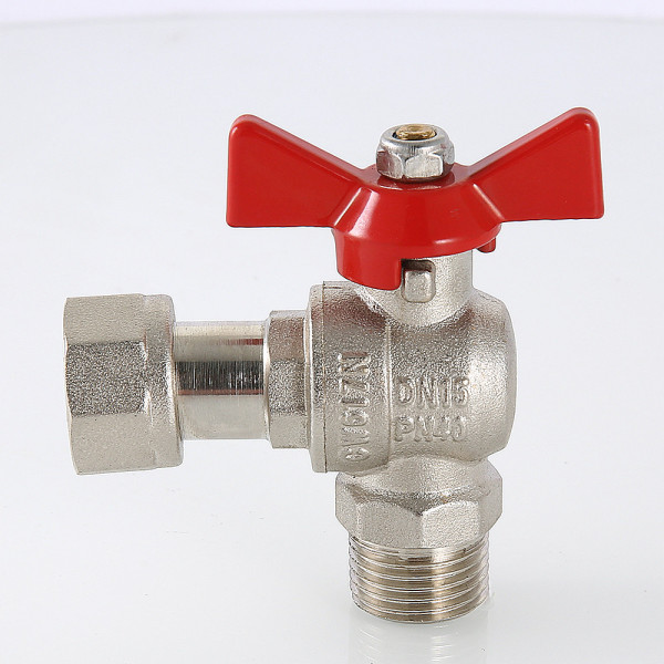 Кран угловой 1/2"х3/4" ВН шаровый с накидной гайкой Valtec (красная бабочка) VT.267.N.0405