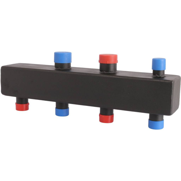 Коллектор распределительный Rommer 1"*1 1/4" на 2 контура (сталь, до 80 кВт) (RDG-0016-004002)
