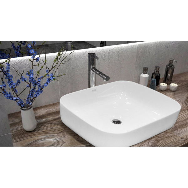 Раковина накладная Creo Ceramique 50х40х14 белая глянцевый (PU4200)