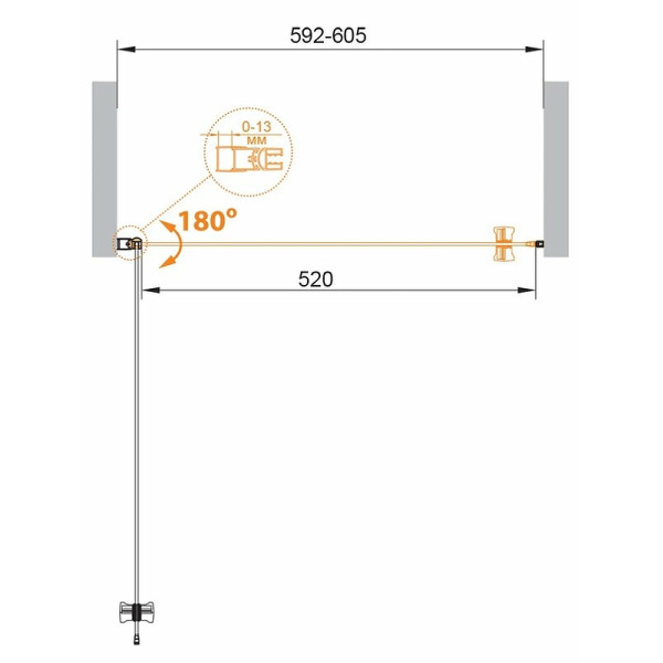 Душевая перегородка Cezares Eco 60x190 стекло прозрачное, профиль черный (ECO-O-B-1-60-C-NERO)