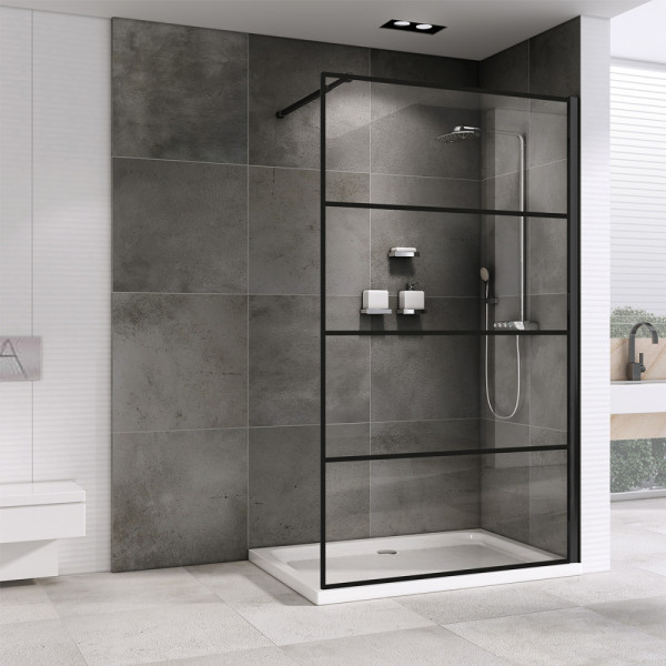 Душевая стенка Abber Immer Offen 100x200 стекло прозрачное, профиль черный (AG65100B) Душевая стенка Abber Immer Offen 100x200 стекло прозрачное, профиль черный (AG65100B)