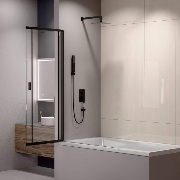 Душевые шторки для ванн RGW Screens 100x150 стекло прозрачное, профиль черный (03114010-14)