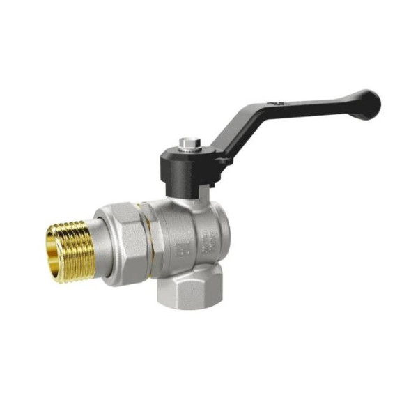 Кран угловой 1/2" шаровый со сгоном LD Pride (чёрная ручка) (LD 47.207.15)
