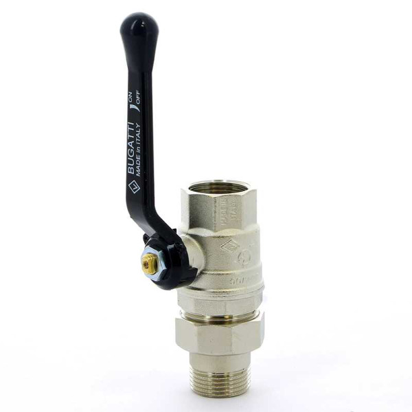 Кран Bugatti 1" шаровый со сгоном Oregon 320 (черная ручка) (03200034)