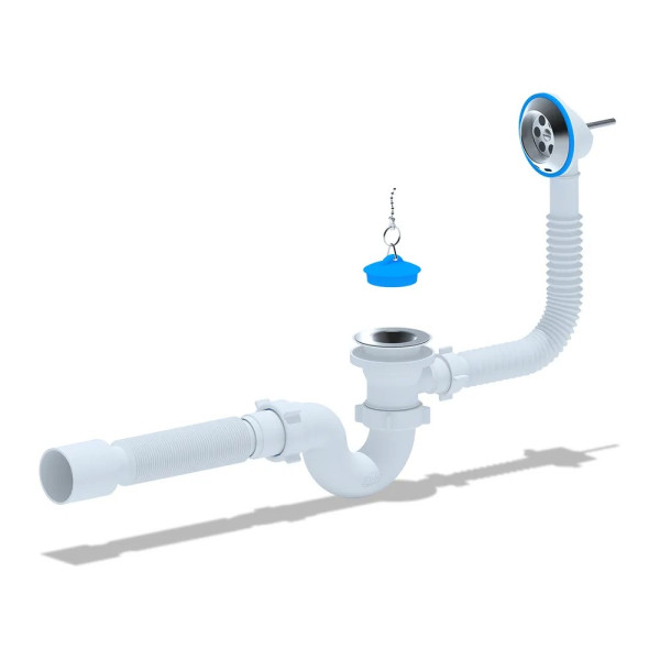 Обвязка для ванны АНИ с выпуском 1 1/2"*40 трубный сифон, с гибкой трубой 375*40/50 АНИ пласт (E155)