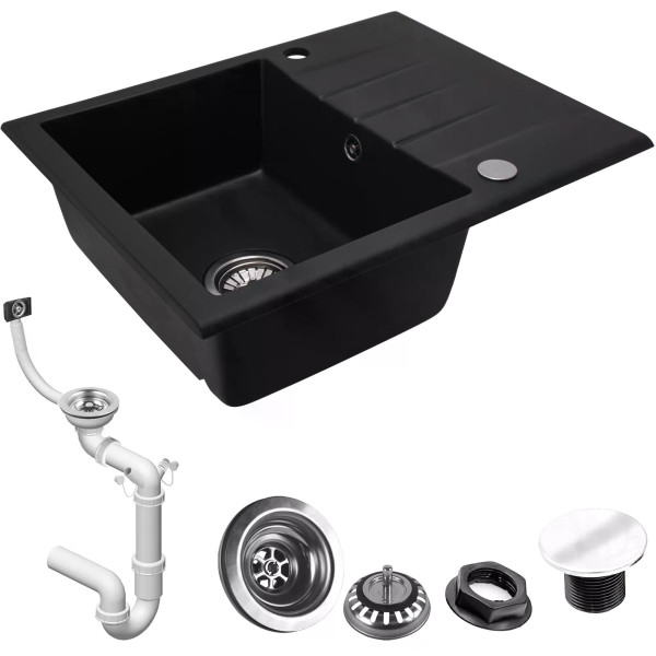 Мойка для кухни Rea north black гранит 59,5x48,5x18 черная (ZLE-00124)