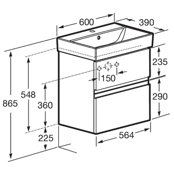 Тумба подвесная Roca Oleta 56,4x37,4x54,8 капучино (857639515)
