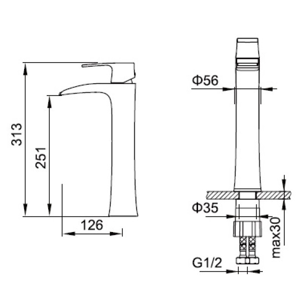 Смеситель высокий для раковины Zeegres Z.KON (72004001)