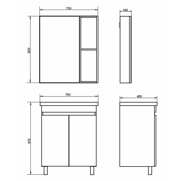 Тумба напольная Comforty Валдай 700x870x450 белый матовый с раковиной (00-00001518)