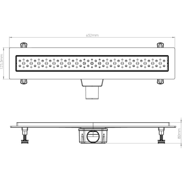 Лоток душевой 600 мм. Nova (боковой слив 360° D50, сухой затвор, решетка из нерж.ст / пузырьки) (5660.004) Лоток душевой 600 мм. Nova (боковой слив 360° D50, сухой затвор, решетка из нерж.ст / пузырьки) (5660.004)