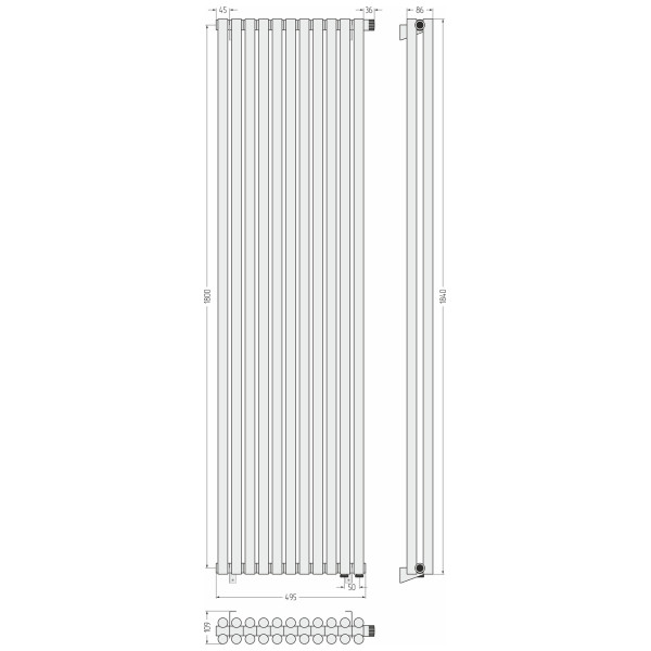 Радиатор стальной Сунержа Эстет 495x1800 11 секций черный матовый (31-0312-1811) Радиатор стальной Сунержа Эстет 495x1800 11 секций черный матовый (31-0312-1811)