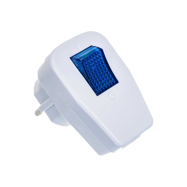 Вилка угловая с выключателем, с заземлением UNIVersal 16A 250B (белая) (0056) Вилка угловая с выключателем, с заземлением UNIVersal 16A 250B (белая) (0056)