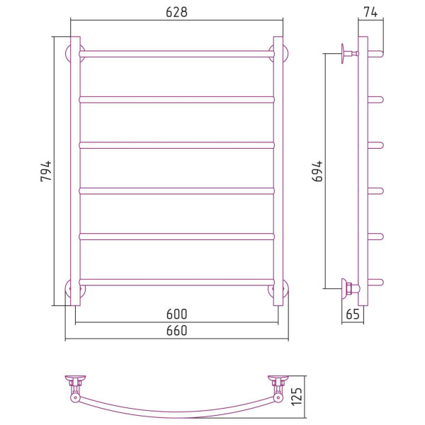 Полотенцесушитель водяной Стилье Версия-Н2 800х600 (6) Г 18 хром (00622-8060) Полотенцесушитель водяной Стилье Версия-Н2 800х600 (6) Г 18 хром (00622-8060)