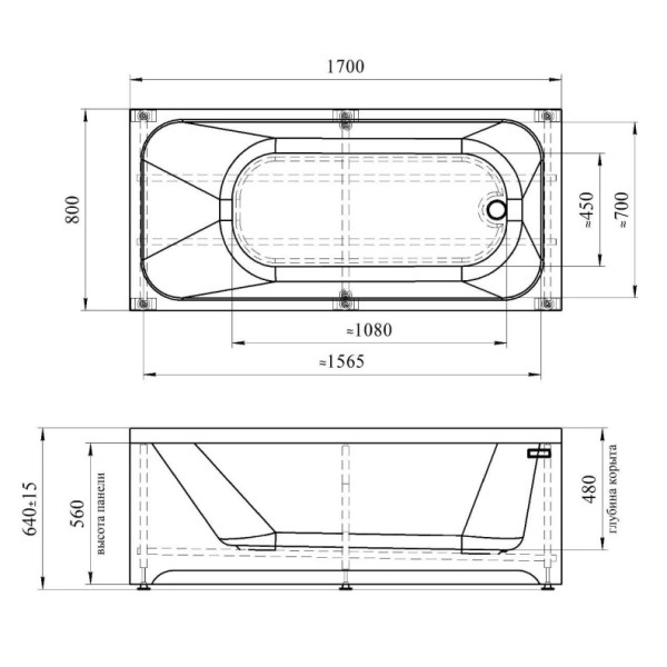 Ванна акриловая Радомир Прованс 1700х800 белая (1-01-0-0-1-192)