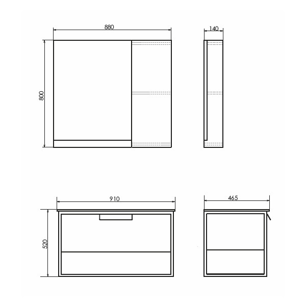 Пенал подвесной Comforty Бонн 880x800x140 дуб дымчатый матовый (00-00001268)