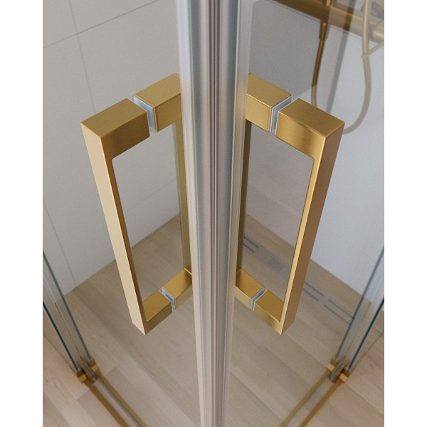 Душевой уголок Cezares Slider 70x70x195 стекло прозрачное, профиль брашированное золото (SLIDER-A-2-70/80-C-BORO)