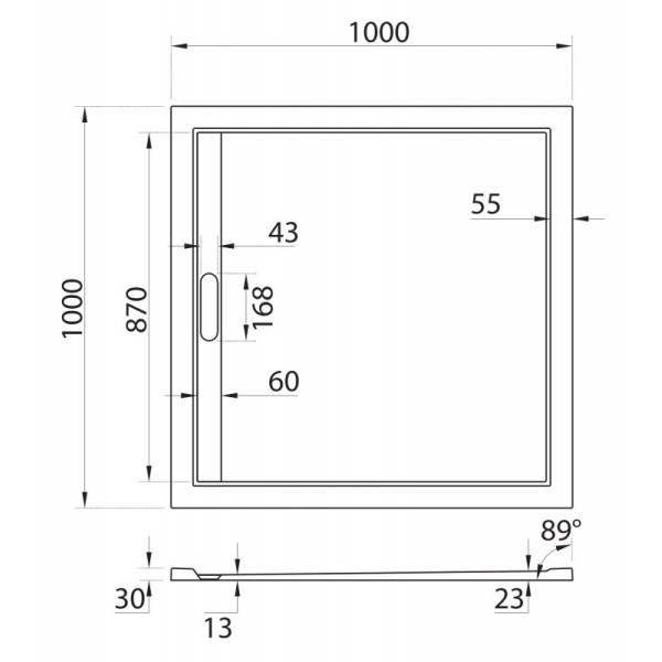 Душевой поддон из искусственного мрамора Cezares 100x100x3 черный матовый (TRAY-AS-A-100-3-NERO)