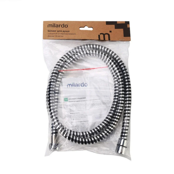 Шланг для душа Milardo Essential 180 см черный (180P160M19) Шланг для душа Milardo Essential 180 см черный (180P160M19)
