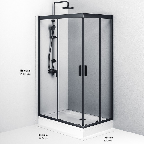 Душевой уголок AM.PM Gem 80x120x190 стекло прозрачное, профиль черный матовый (W90G-404-120280-BT)