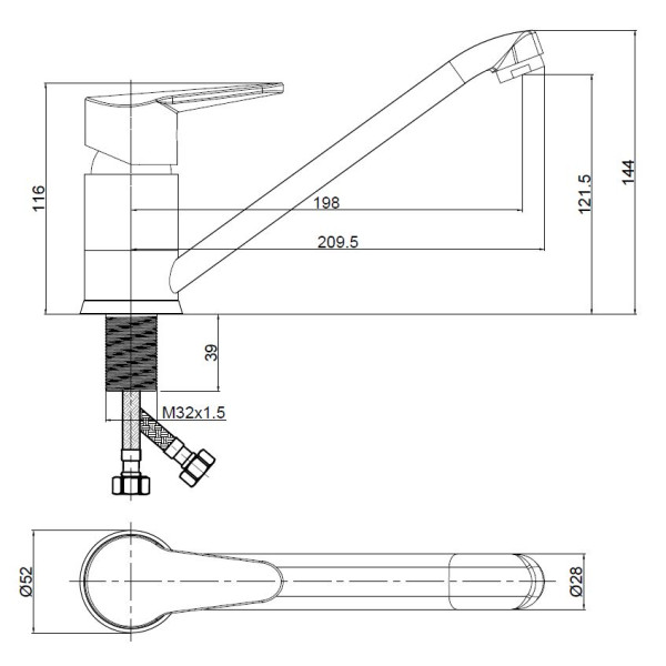Смеситель для кухни Voda Breeze хром (BZ05) Смеситель для кухни Voda Breeze хром (BZ05)