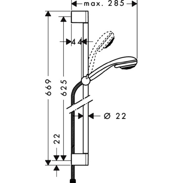 Гарнитур душевой Hansgrohe Crometta 85 2Jet/Vario/Unica'C (27763000)