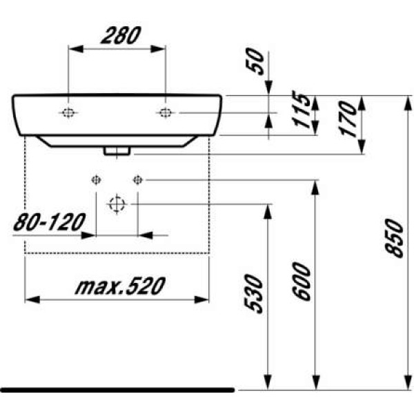 Раковина подвесная Laufen Pro 600х480х170 (8.1895.2.000.104.1) Раковина подвесная Laufen Pro 600х480х170 (8.1895.2.000.104.1)