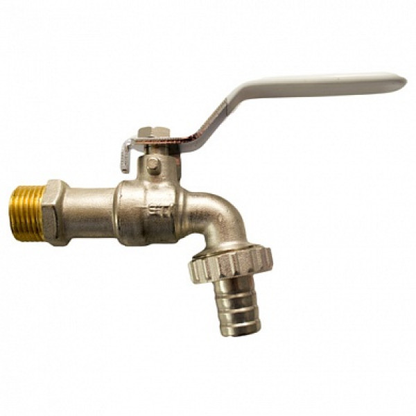 Кран STI 1/2" шаровый сливной со штуцером белая плоская ручка (00000003670) Кран STI 1/2" шаровый сливной со штуцером белая плоская ручка (00000003670)