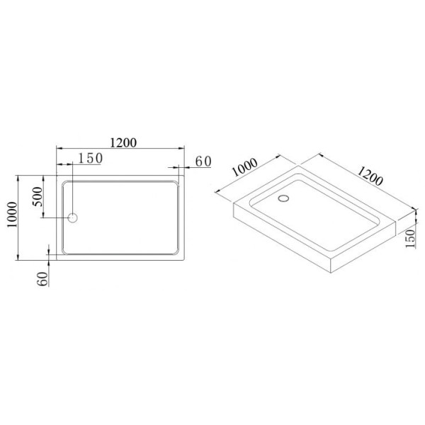 Душевой поддон Cezares 120х100 (TRAY-A-AH-120/100-15-W) Душевой поддон Cezares 120х100 (TRAY-A-AH-120/100-15-W)