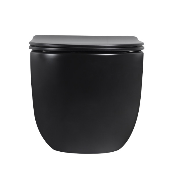 Унитаз подвесной Abber Bequem безободковый, смыв торнадо черный матовый (AC1104TMB)